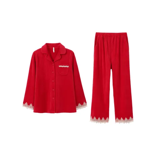 Aannsfam Pajama Комплект Женские Базовые Красный