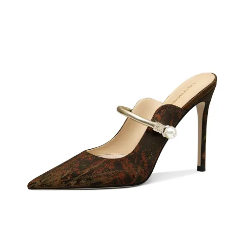 Lily Wei Домашние тапочки Женские Темно-ночной Красный