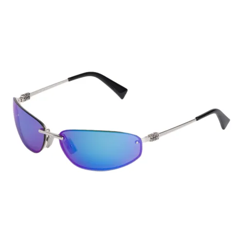 MIU MIU Металл Прямоугольный Солнцезащитные очки Унисекс Стальной Серый