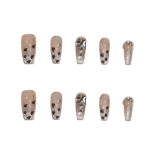 XIAMEIYU Ручная работа Кошачий глаз Nail Art от Сяо Няо Кошка False Nail Средний ЛАДДЕР Нежно-розовый Телесный Кошачий глаз 22 мм