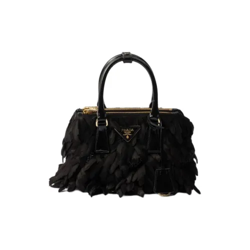 PRADA Galleria Killer Bag Сатин с Лакированной Кожей Сумка через плечо Сумка Мини Женская Черная