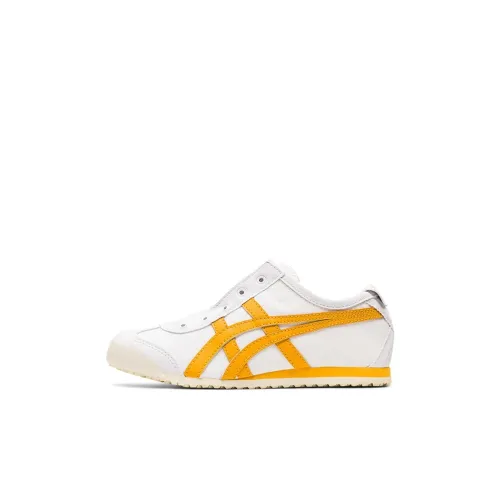 Onitsuka Tiger MEXICO 66 Устойчивый к истиранию Низкий Топ Спортивная Повседневная Обувь Белый Желтый Для детей Возраст 3-7 лет