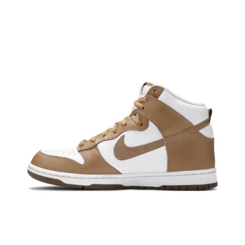 Nike Dunk High Slip Resistant Abrasion Resistant High Top Скейтборд Кроссовки Unisex Коричневый Белый