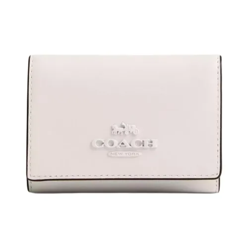 COACH Micro Рefined Calfskin Wallet Mini Women's Silver Chalk