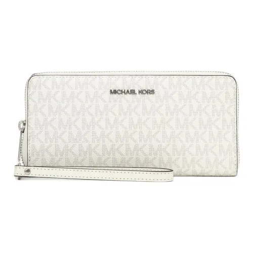 MICHAEL KORS Jet Set Travel Покрытый холст Кошелек Большой Женские Оптический белый Цвет