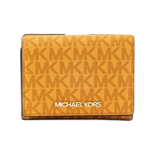 MICHAEL KORS Jet Set Travel Покрытый холст Кошелек Средний Женский Желтый Цветочный