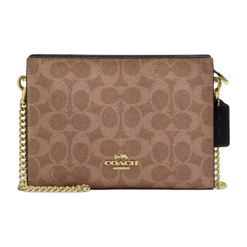 COACH Slim Crossbody Покрытый холст Сумка через плечо Маленькая Женская Коричневый и Черный