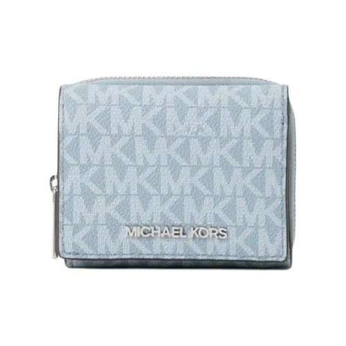 MICHAEL KORS Jet Set Travel Покрытый холст Кошелек Средний Женский Светло-синий