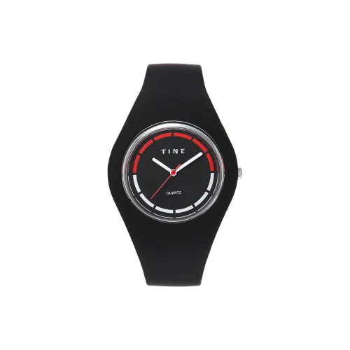 TINE Желе Часы Кварцевый механизм Силиконовый ремешок Часы Женские Черный циферблат