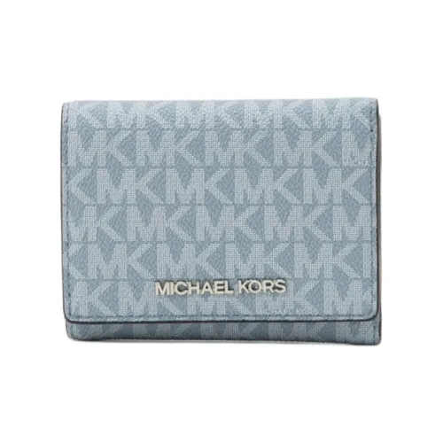 MICHAEL KORS Jet Set Travel Покрытый холст Кошелек Средний Женский Светло-синий