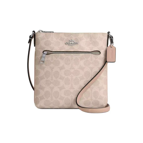 COACH Rowan Покрытый холст Сумка через плечо Мини Женская Песочный Серебряный Тауповый