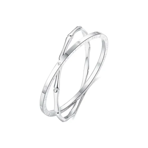 WANLIACC Сплав Бамбук Four Leaf Clover Двойной Loop Браслет Женские