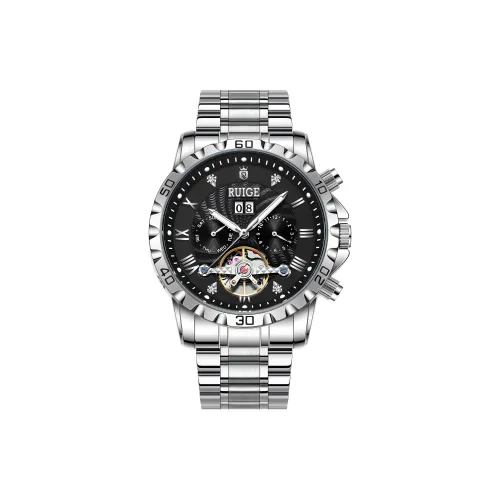 RUIGE Автоматические механические мужские часы, 43 мм, черный