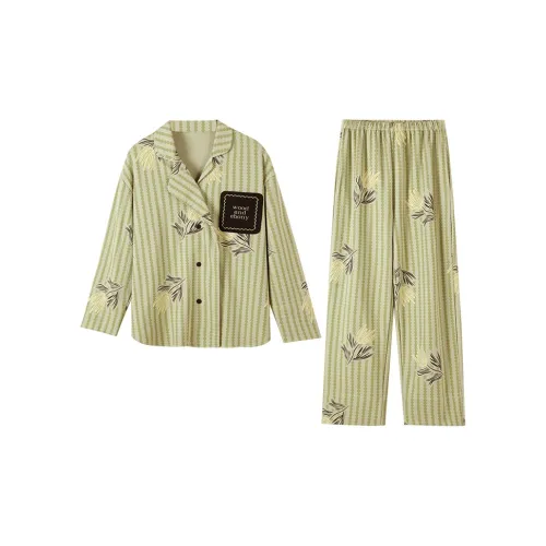 Kerener Pajama Комплект Женский Горчично-зеленый