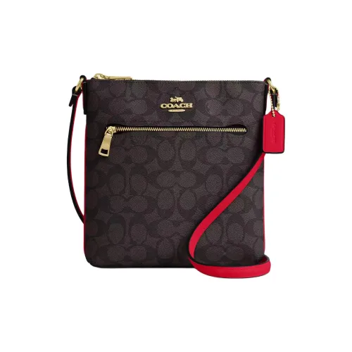 COACH Rowan Покрытый холст Сумка через плечо Мини Женская Ореховый Красный