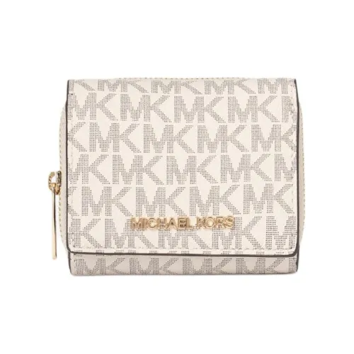 MICHAEL KORS Покрытый холст Кошелек Маленький Женский Ванильный Коричневый