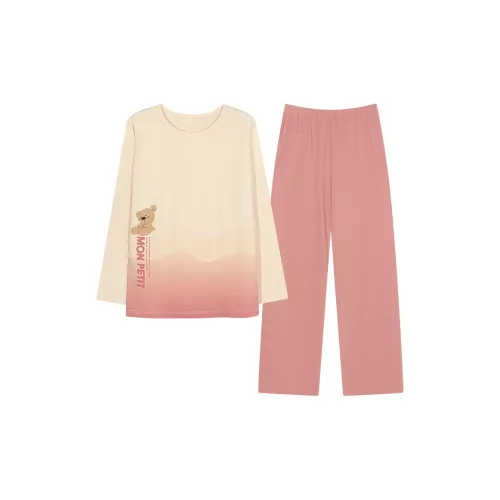 Montagut Pajama Комплект Осенний Зимний Женский Двухкомпонентный Комплект Розовый