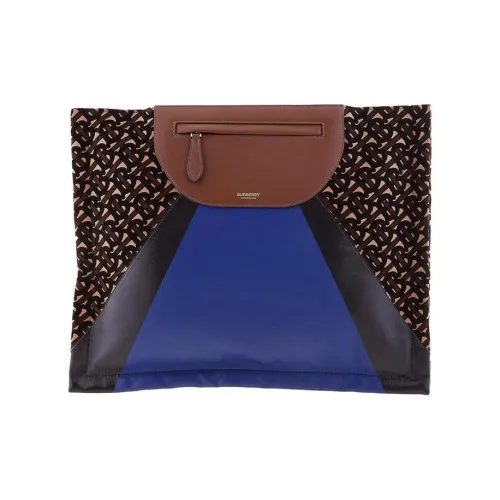 Burberry OLYMPIA Кожа Клатч Большой Женский Синий и Коричневый