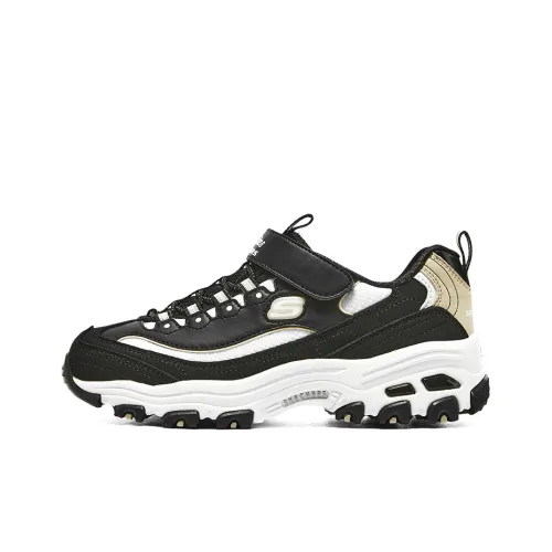 Skechers Slip-resistant Anti KICK Амортизация Устойчивый к истиранию Дышащие Детские Лайфстайл Обувь Черный Золотой Подростки