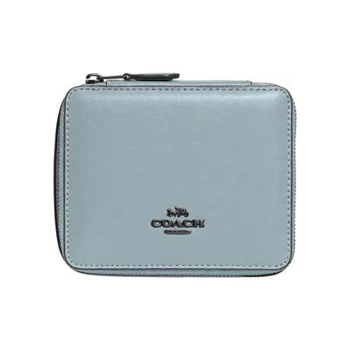 COACH Ювелирные украшения Bo Гладкая кожа Шкатулка для украшений Мешок для хранения Макияж Коробка Женские Синий