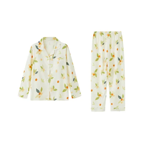 Сон Студенты Спальня Домашний Верхняя одежда Готовая Комплект пижам Женские Абрикос