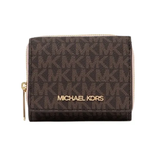 MICHAEL KORS Покрытый холст Кошелек Маленький Женский Коричневый и Розовый