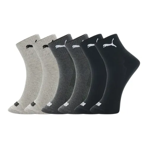 PUMA Носки Crew Мужские 6 пар Черный и Серый Комбинация
