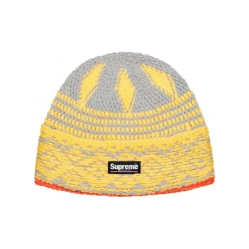 Supreme Acrylic Beanies Unisex Yellow Supreme Акриловые Шапки-бини Унисекс Желтый