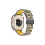 Яблоко Магнитная Застежка Дышащие Двухцветные Часы Полоска ~ Серый и Желтый