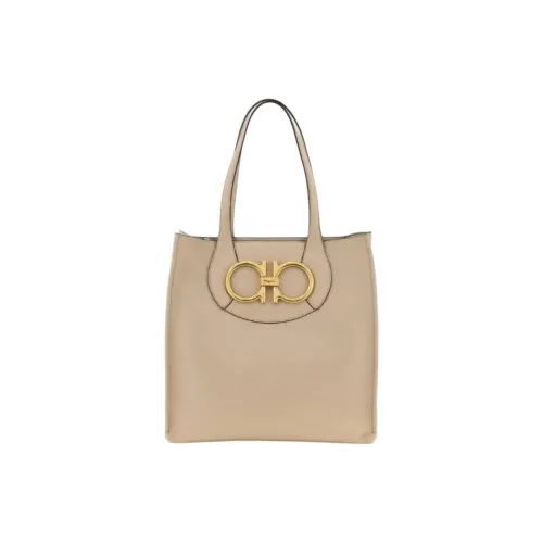 FERRAGAMO Natural Коровья кожа крупнозернистая Тоут Сумка Сумка для покупок Сумка через плечо Сумка Большая Женская Бежевая