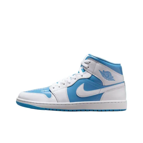 Jordan Air Jordan 1 Нижняя юбка Устойчивая к истиранию MID Топ Винтажные баскетбольные кроссовки Унисекс Белый Синий