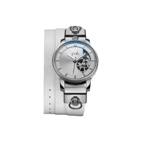 FOB Наручные часы Автоматический Механический Механизм Кожаный ремешок 36 мм Серебристый циферблат Женские часы