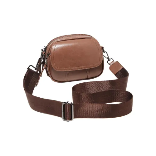 MARINO ORLANDI Коровья кожа Маленькая круглая сумка Маленькая квадратная сумка Сумка на плечо Маленькая Женская Кофейная