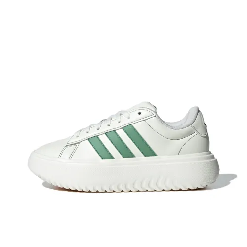Adidas GRAND COURT Slip-resistant Abrasion-resistant Low Top Casual Shoes Women's Ecru Adidas GRAND COURT Противоскользящие Устойчивые к истиранию Низкие Топ Повседневная Обувь Женская Экрю