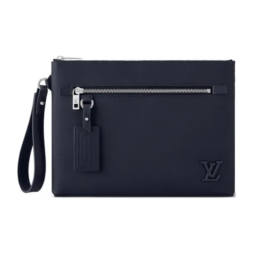 LOUIS VUITTON TAKEOFF Клатч из коровьей кожи стандартный мужской морской синий