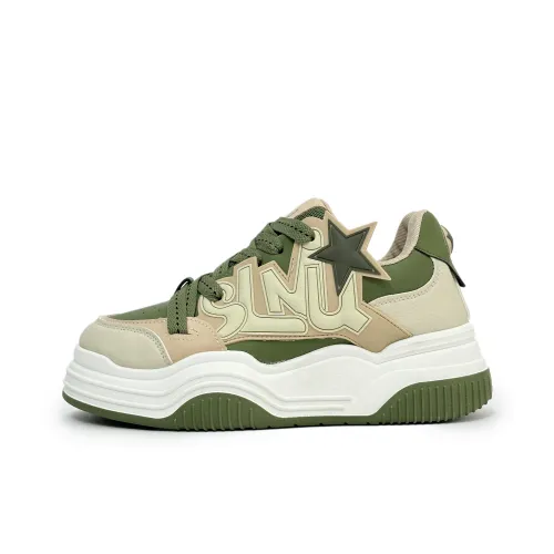 SLNU 3 Противоскользящие и Износостойкие визуально увеличивают рост Низкие Кроссовки для Скейтбординга Мужские Бежево-зеленые