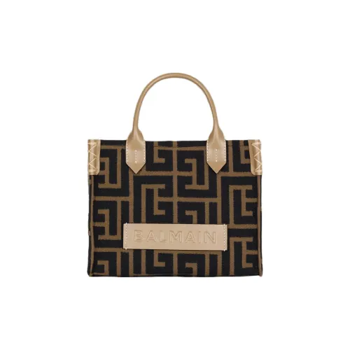 BALMAIN Жаккардовая ткань Тоут Сумка Сумка для покупок Сумка через плечо Сумка Маленькая Женская Коричневая