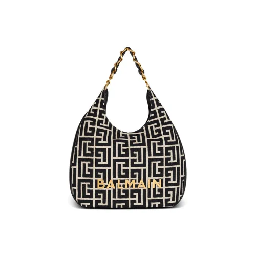 BALMAIN 1945 Хлопок Хобо Сумка Сумка Сумка через плечо Большая Женская Черная