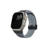 Голубо-серый часы, полоска (черная металлическая пряжка)