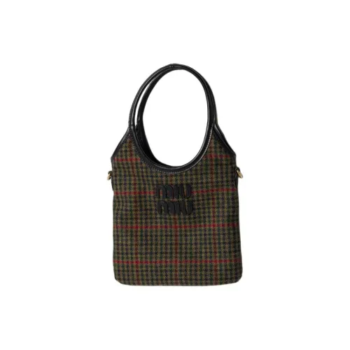 MIU MIU Ivy Ткань Сумка через плечо Сумка Женская Темно-зеленый и Черный