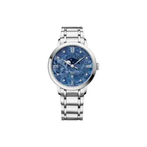 Baume Mercier Classima Collection Кварцевый механизм Мужские часы Циферблат 36,5 мм Синий Стальной корпус Часы Стальной ремешок