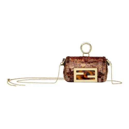 FENDI Baguette Полиэстер Bag Charm Сумка Merch Маленький Женские Коричневый