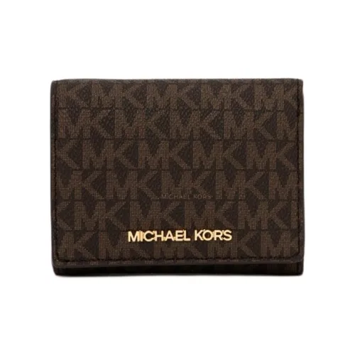 MICHAEL KORS Jet Set Travel Покрытый холст Кошелек Средний Женский Коричневый