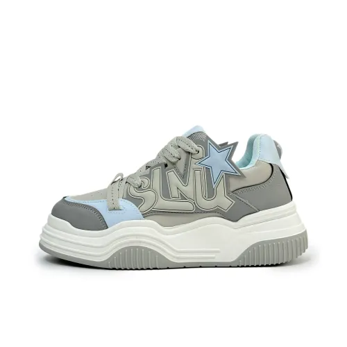 SLnU★3 Покрытие Slip-resistant и Abrasion-resistant Низкие кроссовки для скейтбординга Мужские Серый Синий