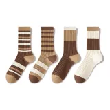 Шесть Белых полос + Две Белые полосы + Коричневый носок Центральная часть + Белый носок Центральная часть