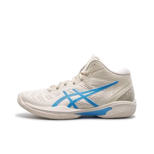 Asics GELHOOP V16 Дышащая Поддержка Высокие Баскетбольные Кроссовки Унисекс Бежевый Синий