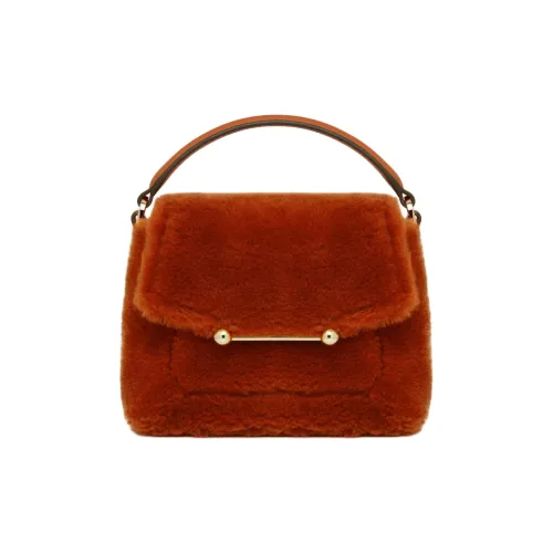 Strathberry Merino Sheepskin Телячья кожа Сумка через плечо Сумка Маленькая Женская Оранжевая Красная