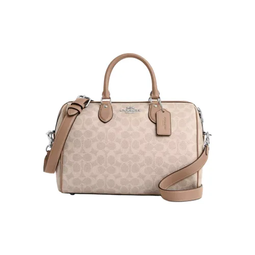 COACH Rowan Покрытый холст Через плечо Одно плечо Сумка Большой Женские Песочный