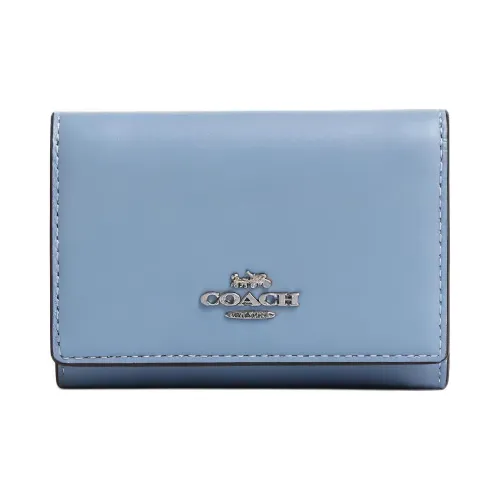 COACH Micro Телячья кожа Кошелек Маленький Женский Синий