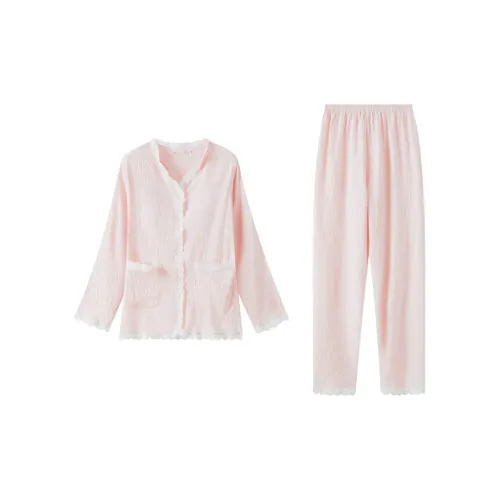 Сон Студенты Квартира Домашний Верхняя одежда Готовый Комплект пижам Женские Розовый